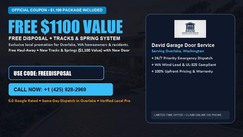 FREE Old Door Haul-Away & Heavy-Duty Tracks in Overlake, WA - David Garage Door Service