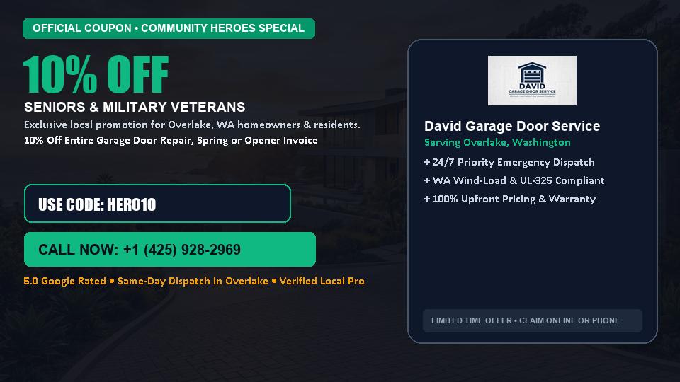 10% OFF Senior, Military & First Responder Discount in Overlake, WA - David Garage Door Service
